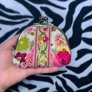 Vera Bradley pink floral double kiss lock coin purse